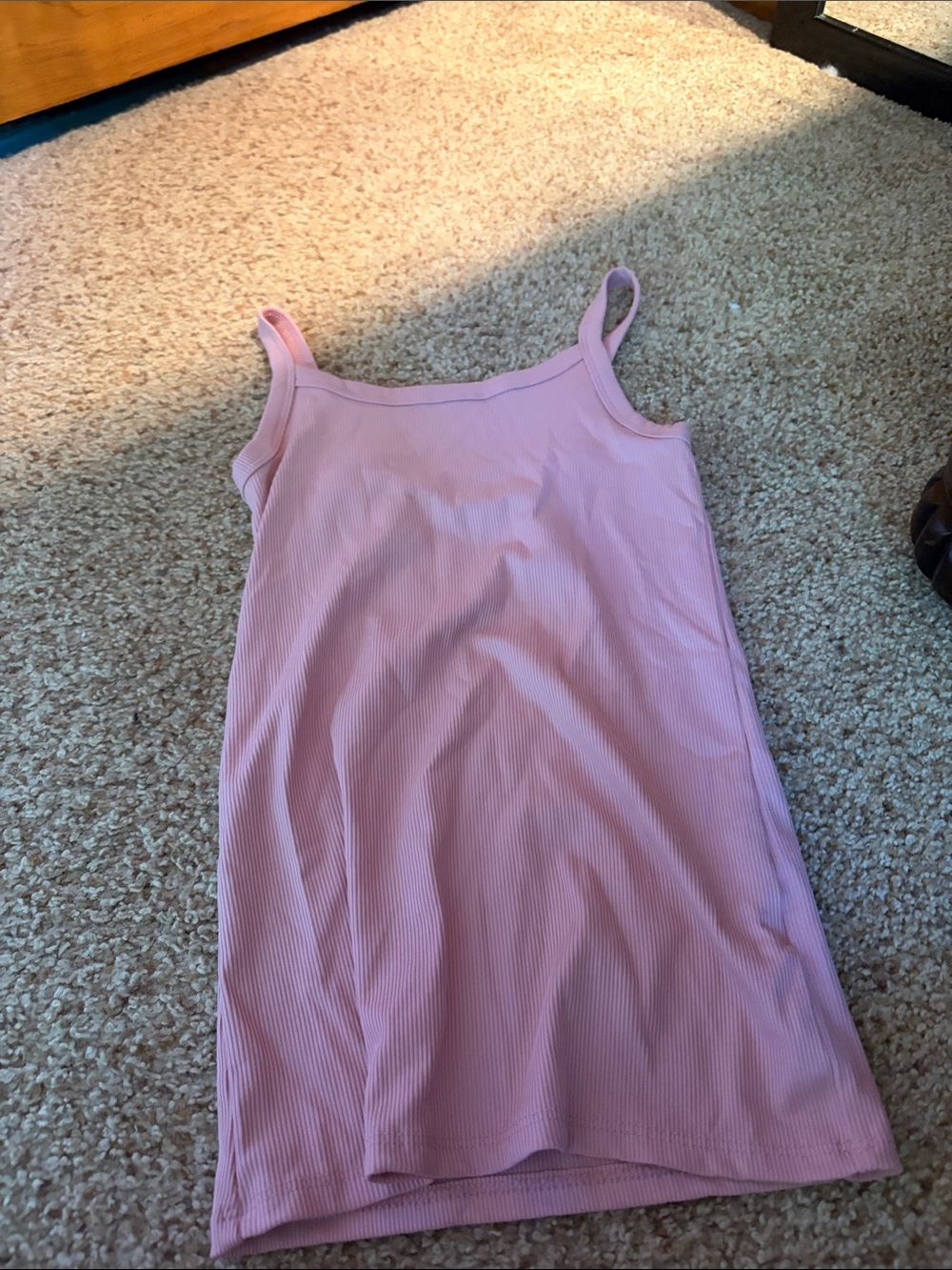 Classic Pink Ribbed Tank Dress - Women